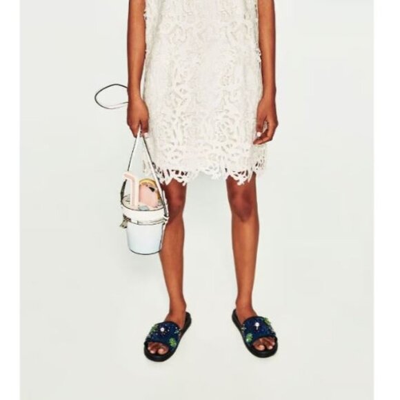 Zara Off White Lace Front Shift Dress, NWT, S - Picture 16 of 16